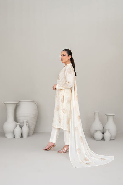 QAREENA 3pcs Un-Stitched Emb Karrandi [D-5264]