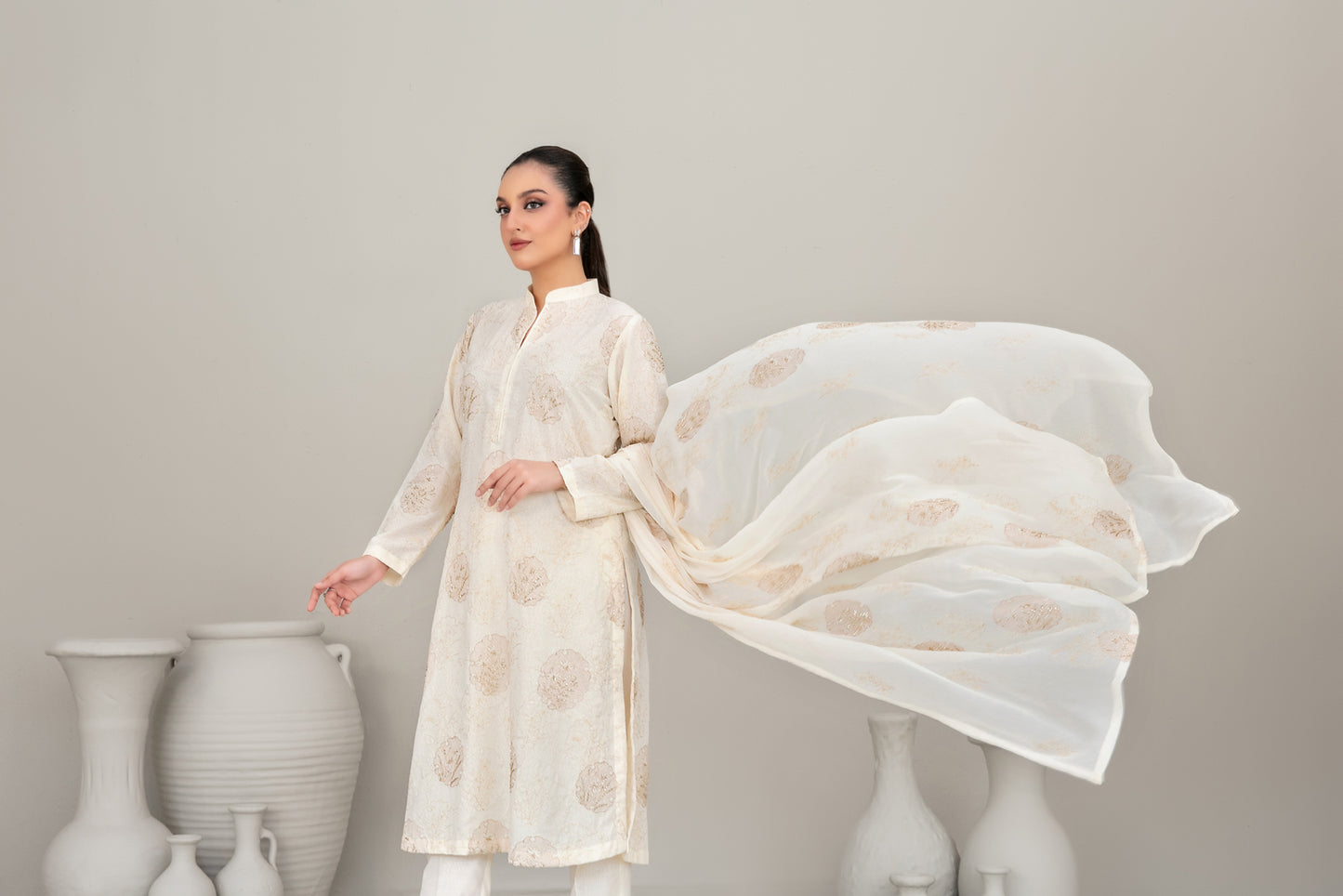 QAREENA 3pcs Un-Stitched Emb Karrandi [D-5264]