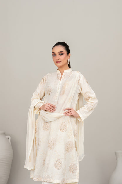 QAREENA 3pcs Un-Stitched Emb Karrandi [D-5264]