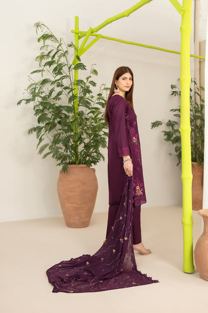 Nadia 3pcs  Un-Stitched Emb Slub Lawn [D-3847]