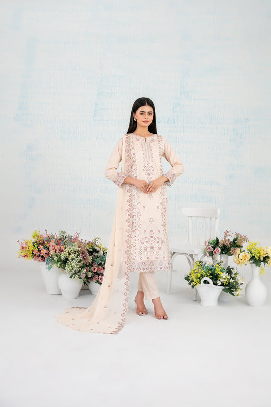 MIRAE 3pcs Un-Stitched Emb Lawn [D-5210]
