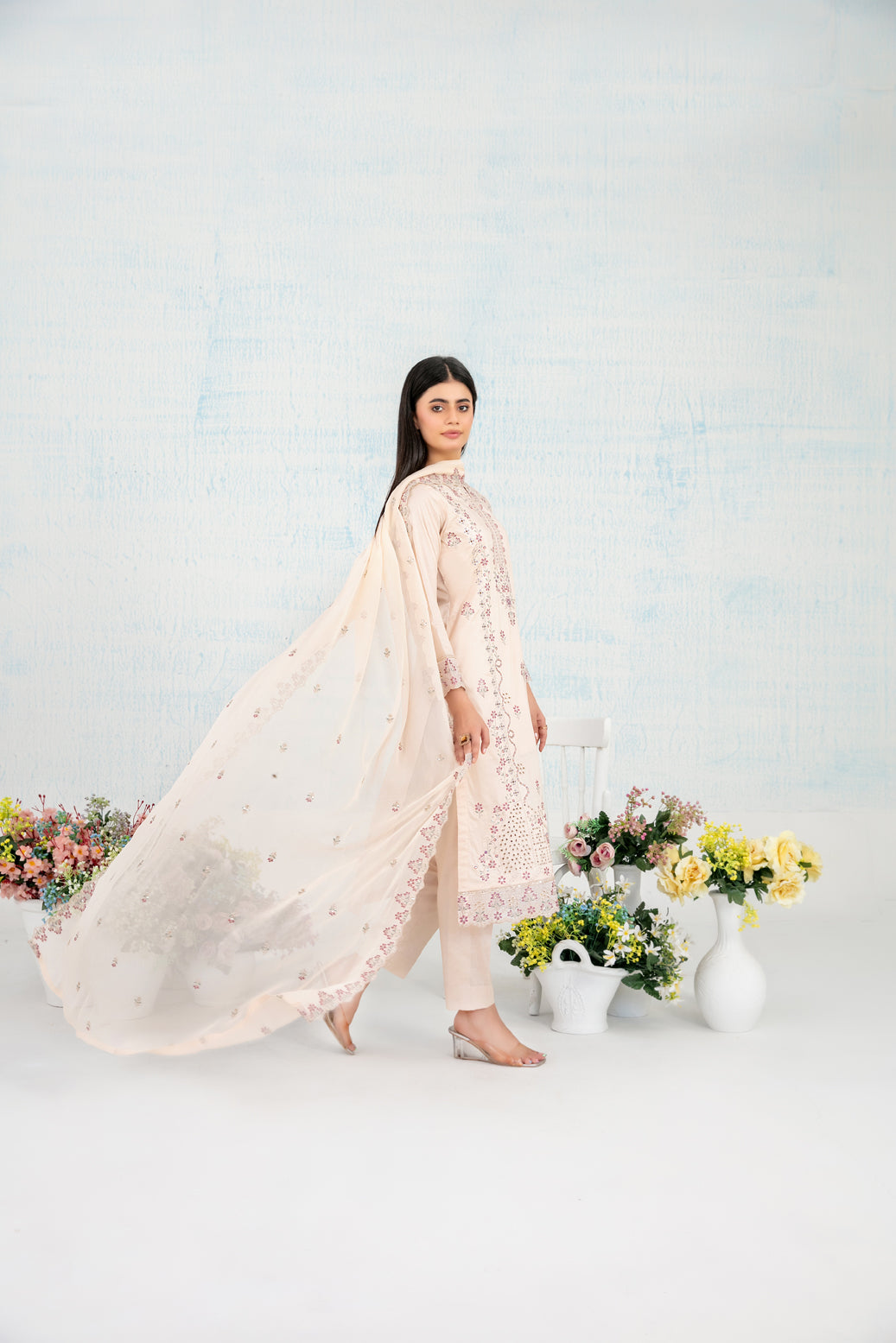 MIRAE 3pcs Un-Stitched Emb Lawn [D-5210]