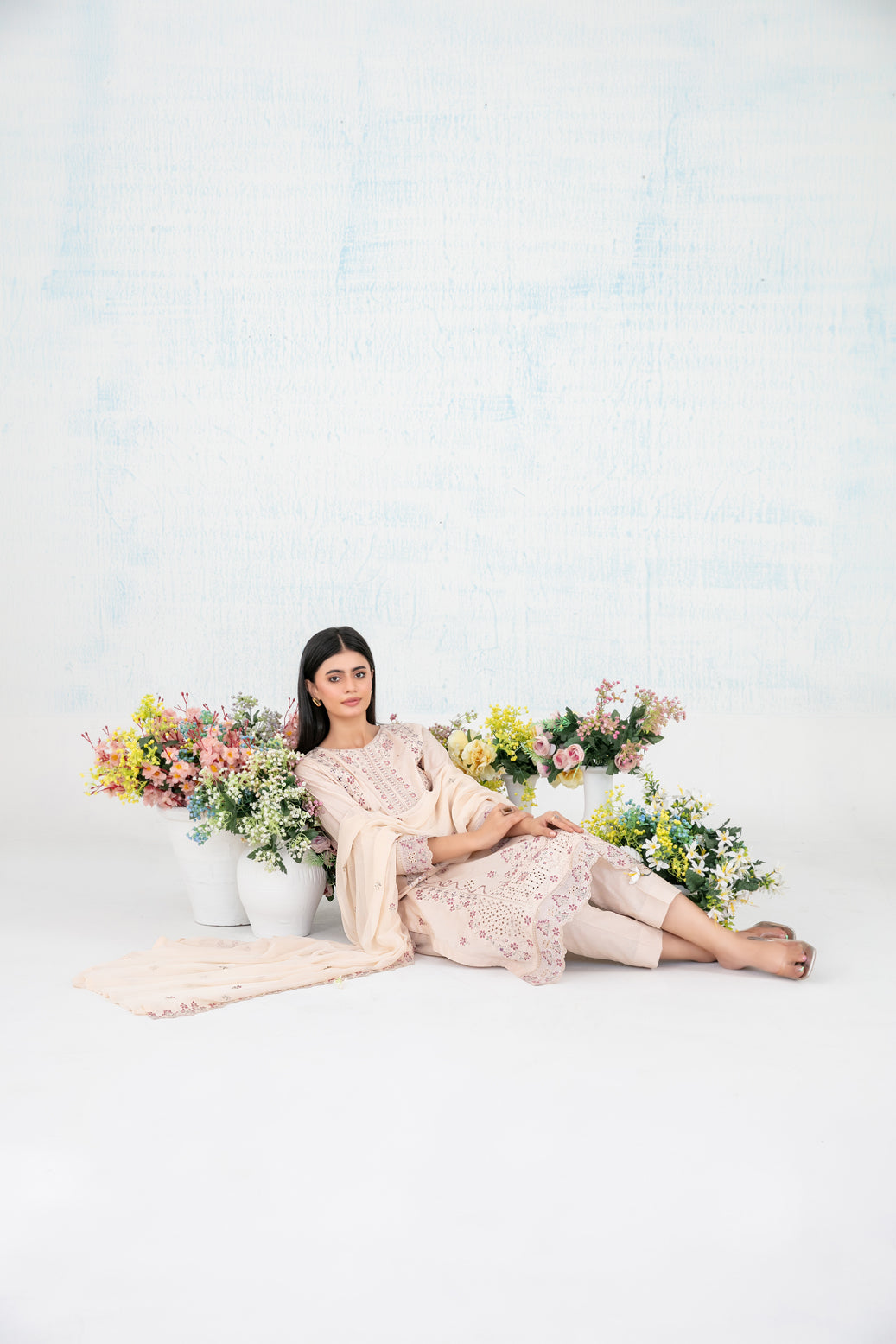 MIRAE 3pcs Un-Stitched Emb Lawn [D-5210]