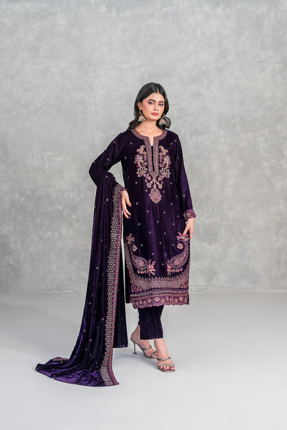 SINCERA 3pcs Un-Stitched Fancy Heavy Emb Velvet [D-5705]
