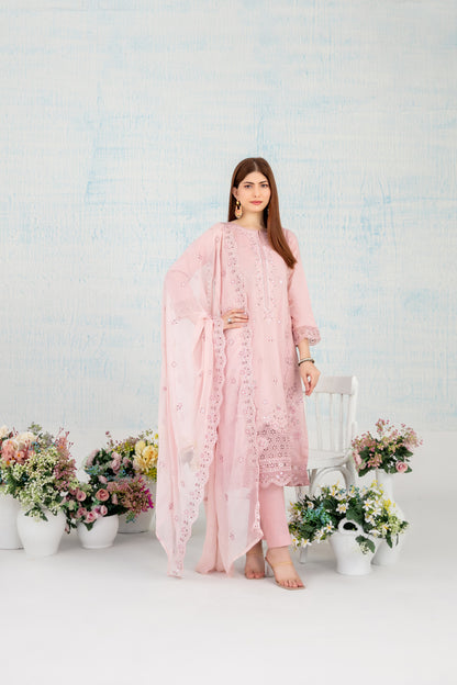 In Florals 3pcs Fancy Emb Lawn [D-4115]