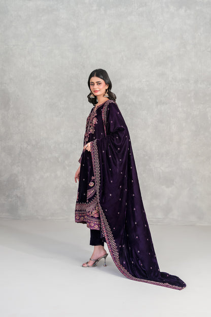 SINCERA 3pcs Un-Stitched Fancy Heavy Emb Velvet [D-5705]