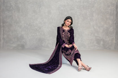 SINCERA 3pcs Un-Stitched Fancy Heavy Emb Velvet [D-5705]