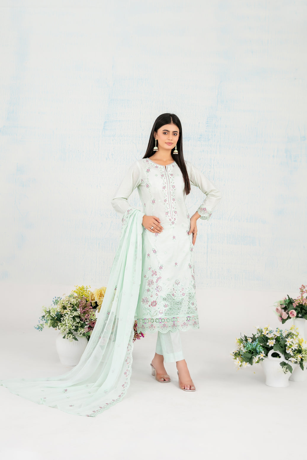 MIRAE 3pcs Un-Stitched Emb Lawn [D-5213]