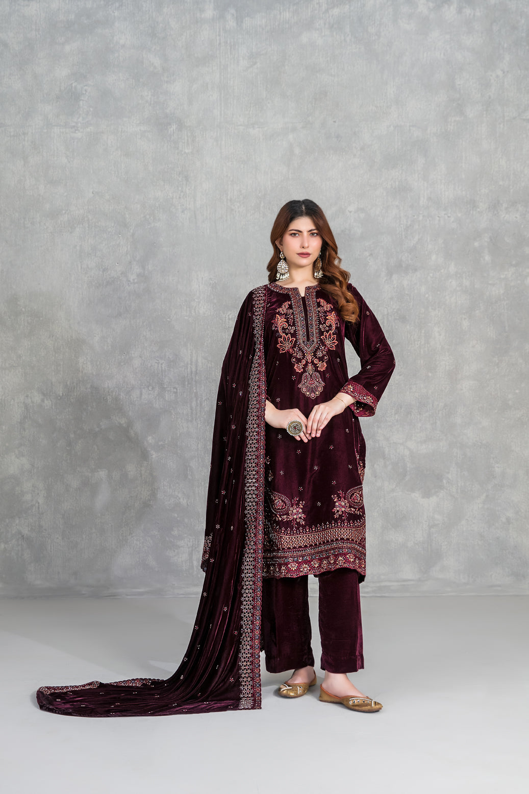 SINCERA 3pcs Un-Stitched Fancy Heavy Emb Velvet [D-5706]