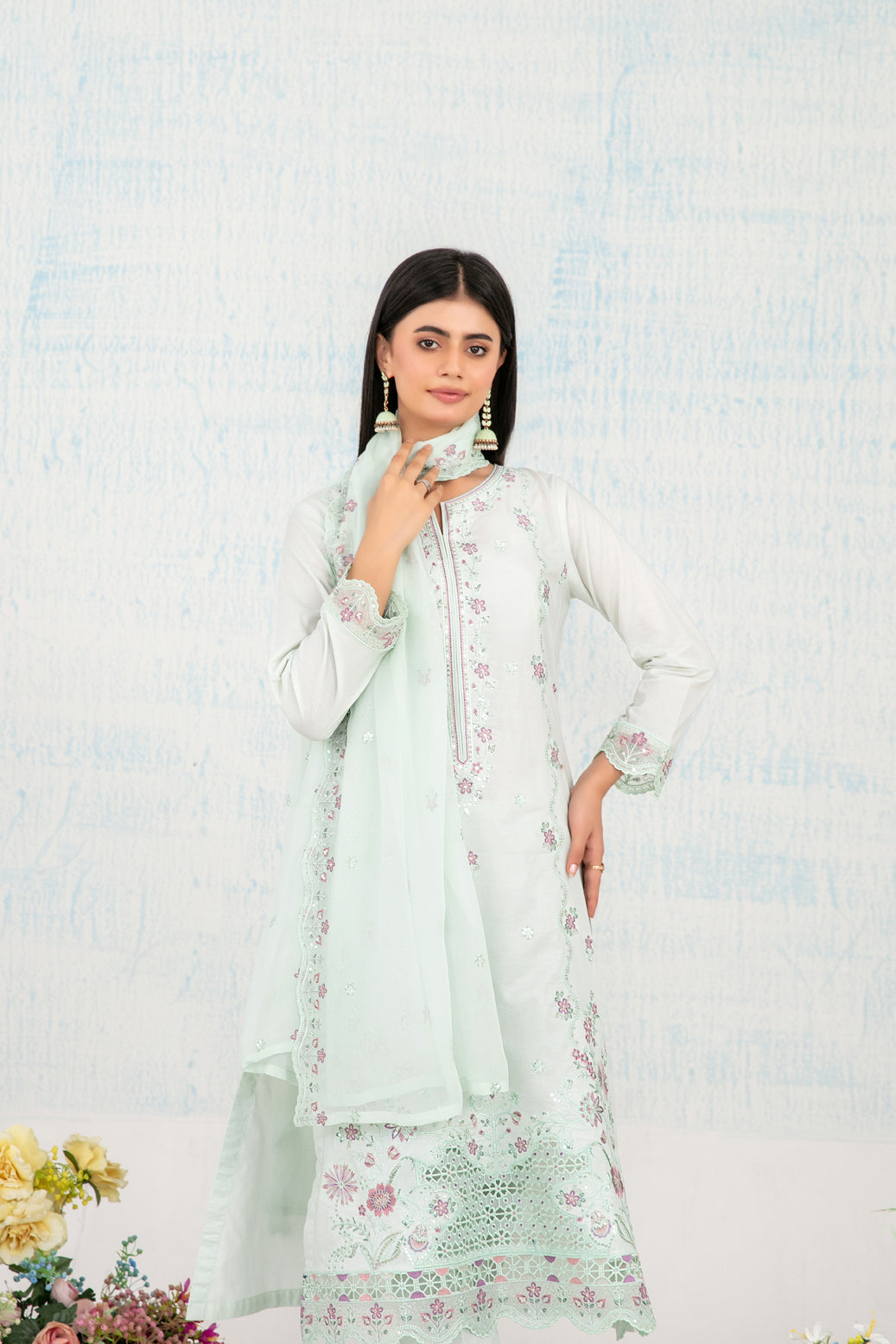 MIRAE 3pcs Un-Stitched Emb Lawn [D-5213]