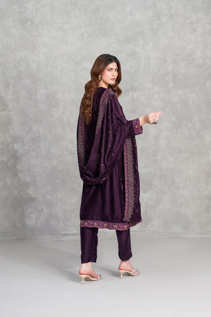 SINCERA 3pcs Un-Stitched Fancy Heavy Emb Velvet [D-5708]