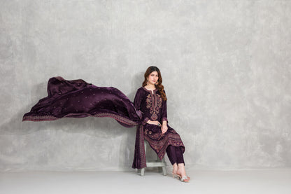 SINCERA 3pcs Un-Stitched Fancy Heavy Emb Velvet [D-5708]