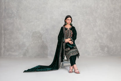 SINCERA 3pcs Un-Stitched Fancy Heavy Emb Velvet [D-5707]