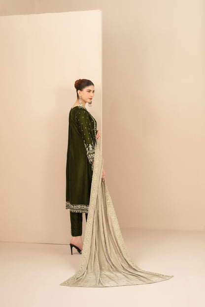 MILAN 3pcs Un-Stitched Fancy Heavy Emb Velvet [D-5713]