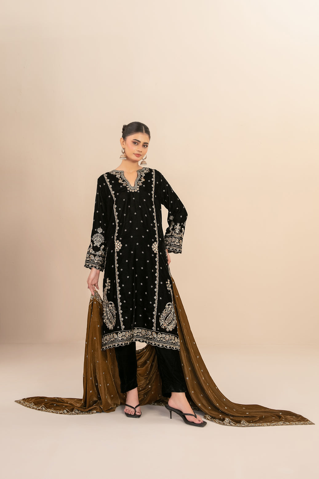 MILAN 3pcs Un-Stitched Fancy Heavy Emb Velvet [D-5715]