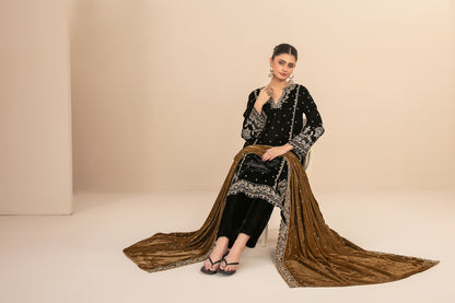 MILAN 3pcs Un-Stitched Fancy Heavy Emb Velvet [D-5715]