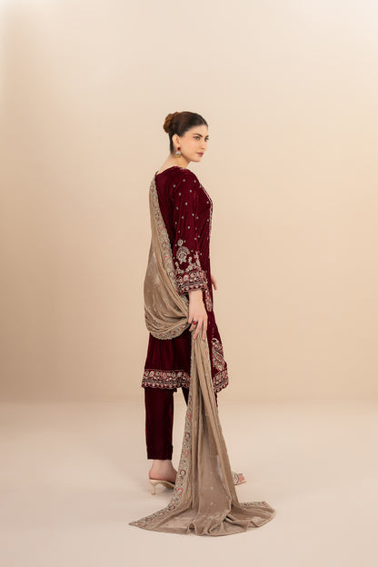 MILAN 3pcs Un-Stitched Fancy Heavy Emb Velvet [D-5712]
