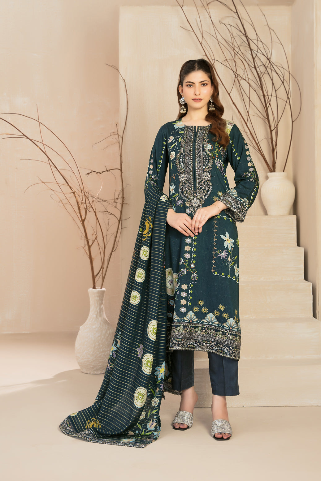 IORA 3pcs Un-Stitched Emb Printed Staple [D-5519]