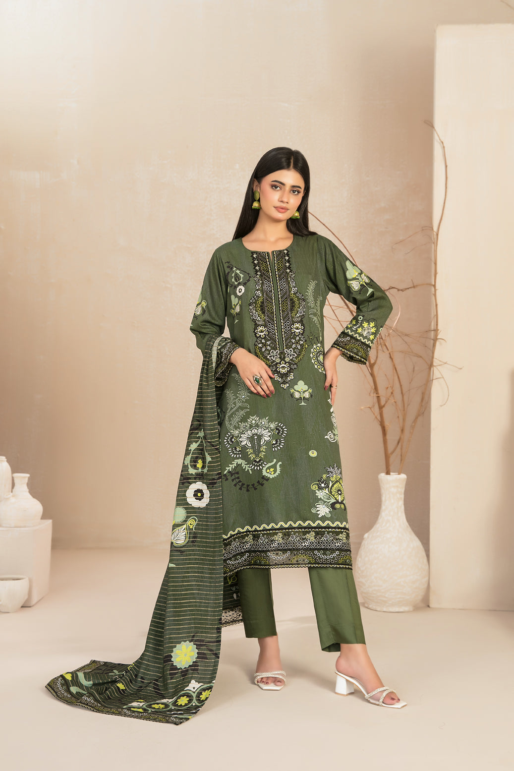 IORA 3pcs Un-Stitched Emb Printed Staple [D-5515]