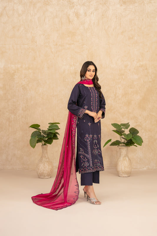 WYRA 3pcs Un-Stitched Emb Viscose [D-5866]