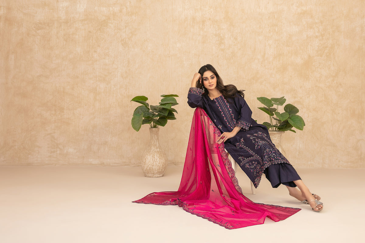 WYRA 3pcs Un-Stitched Emb Viscose [D-5866]