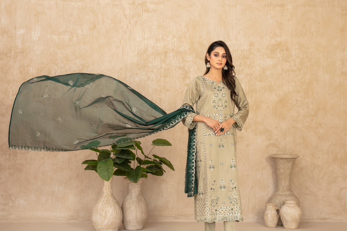 WYRA 3pcs Un-Stitched Emb Viscose [D-5857]