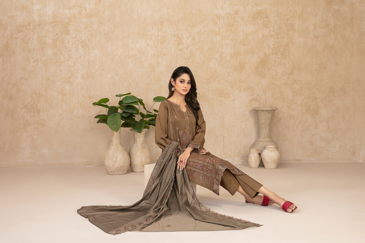 WYRA 3pcs Un-Stitched Emb Viscose [D-5859]