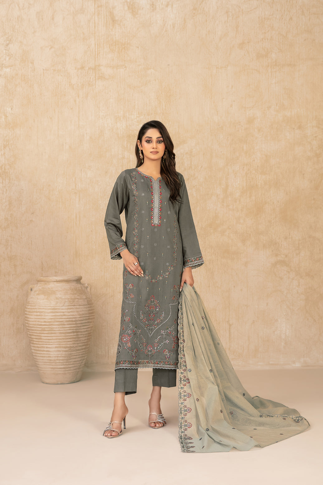 WYRA 3pcs Un-Stitched Emb Viscose [D-5862]