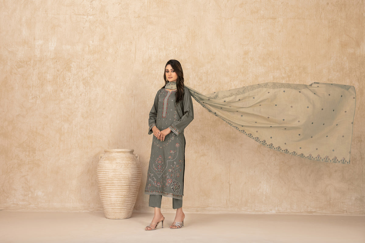 WYRA 3pcs Un-Stitched Emb Viscose [D-5862]