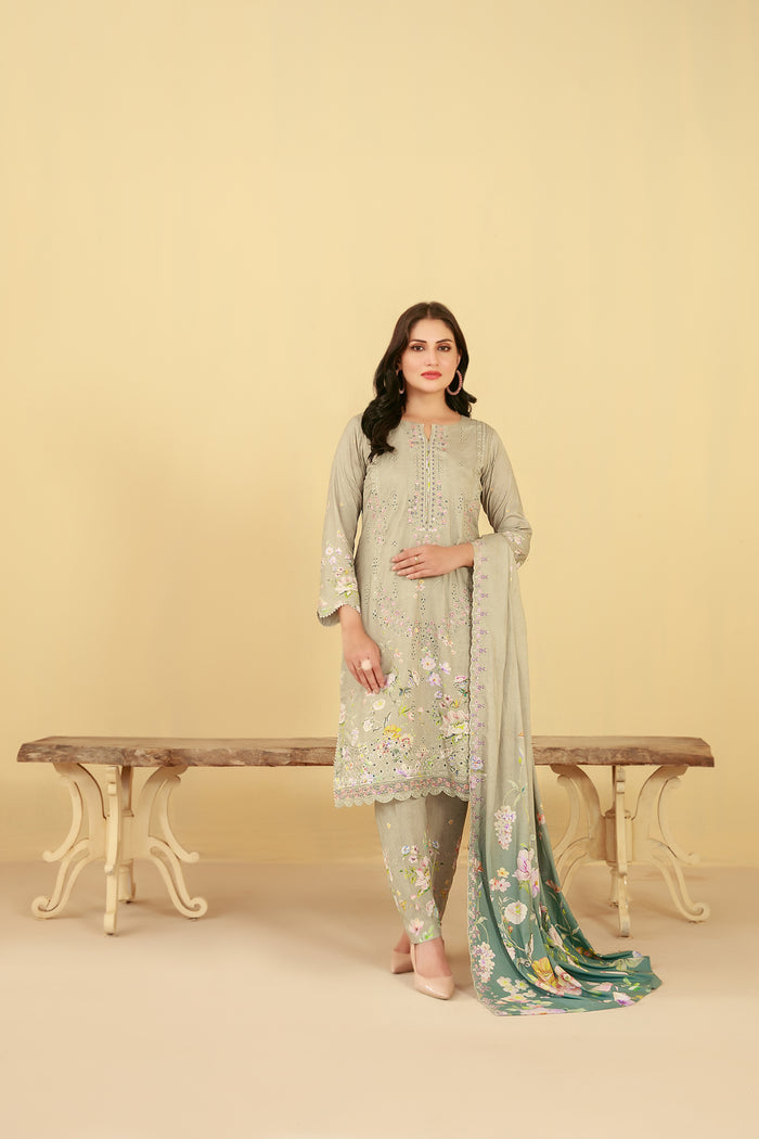 Farda 3pcs Stitched Emb Printed Staple [D-4433]