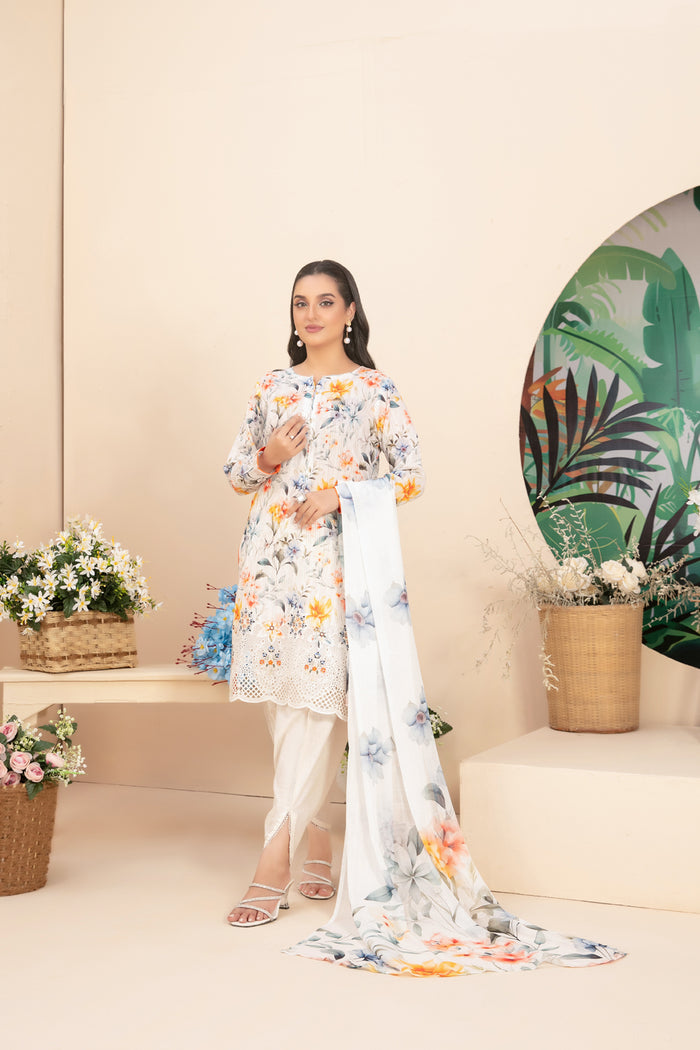 Buhaisa 3pcs Un-Stitched Emb Printed Lawn [D-1769]