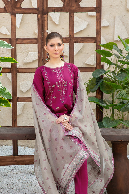 Mala 3pcs Un-Stitched Emb Lawn [D-3006]