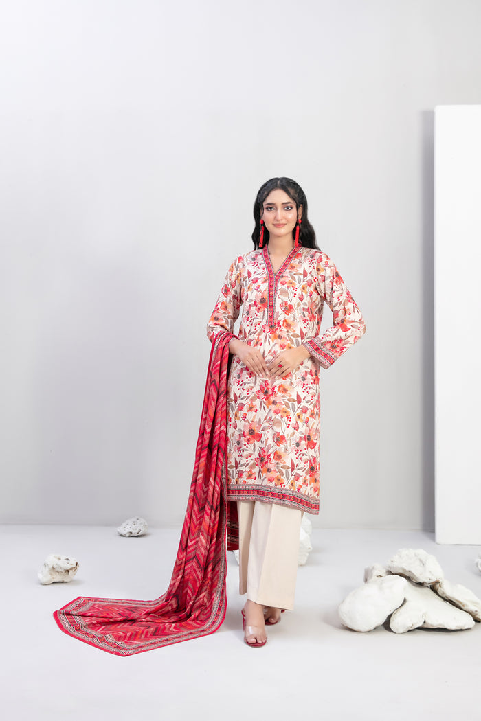 NYHA 3pcs Stitched Printed Staple [D-4761]