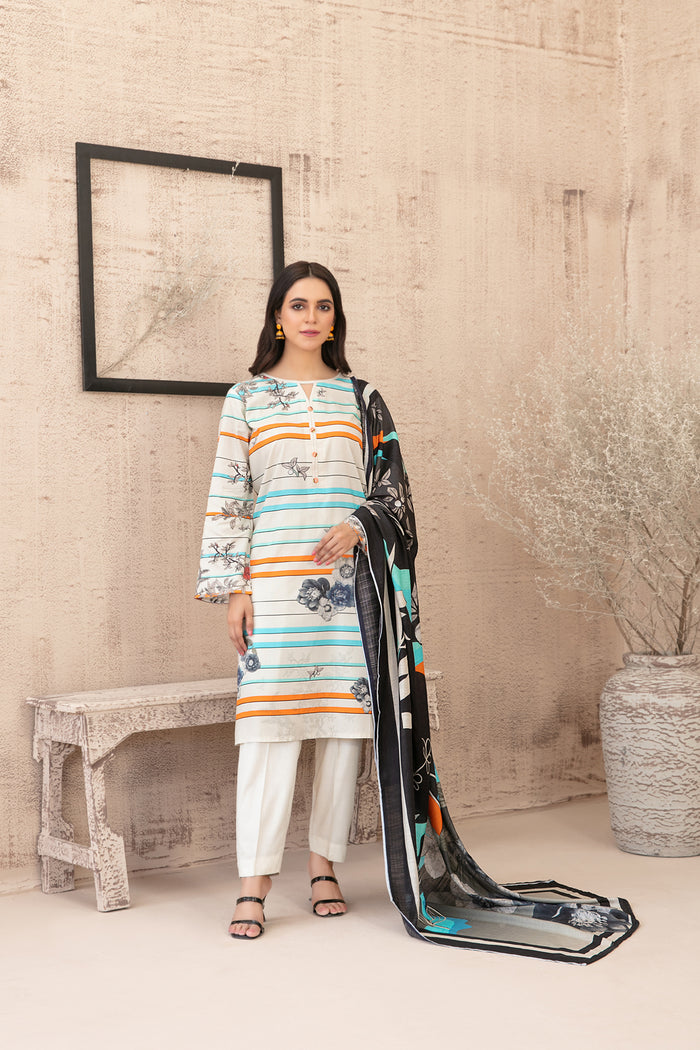 Rasha V1 3pcs Stitched Printed Staple [D-5075]