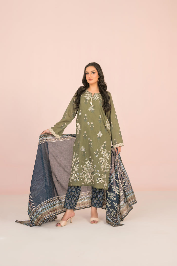 Kisra 3pcs Stitched Emb Printed Lawn [D-3712]