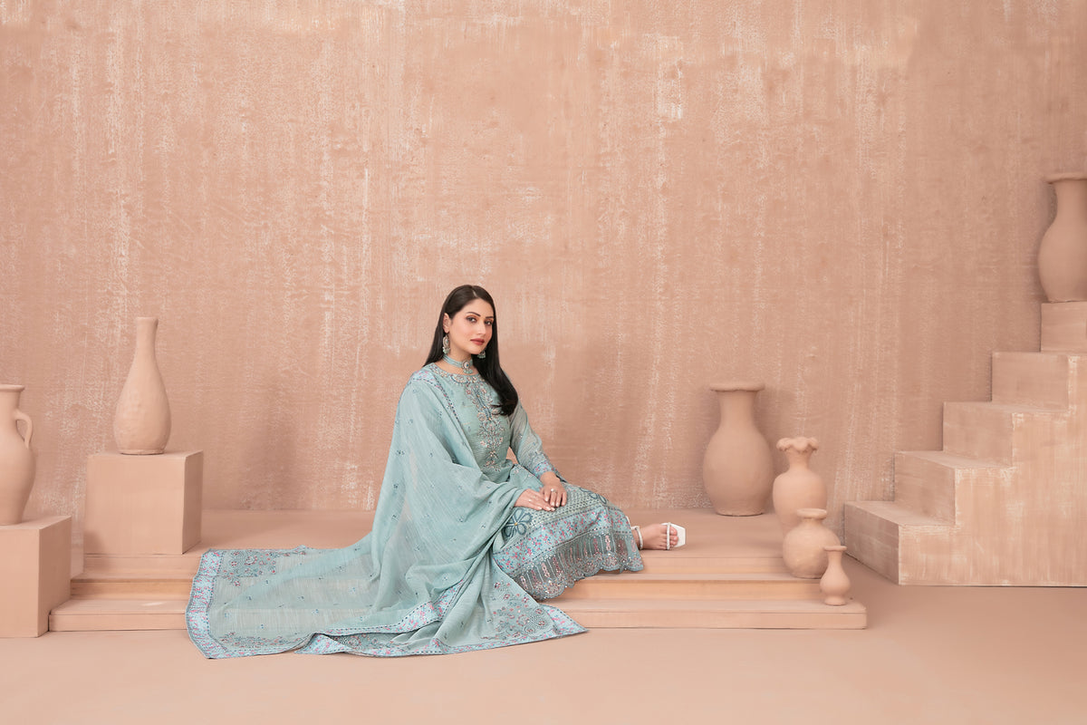 SAFAQ 3pcs Un-Stitched Emb Munar Khadi [D-5050]