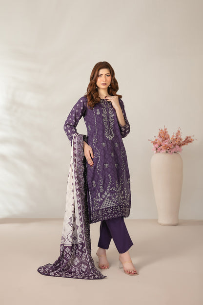 Mamora 3Pcs Unstitched Emb  Printed Lawn [D-3757]