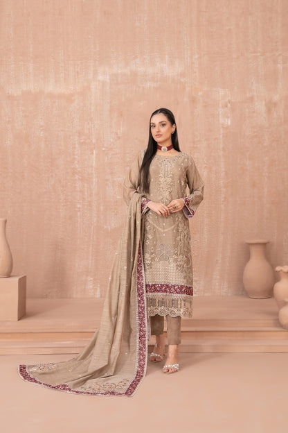 SAFAQ 3pcs Un-Stitched Emb Munar Khadi [D-5048]