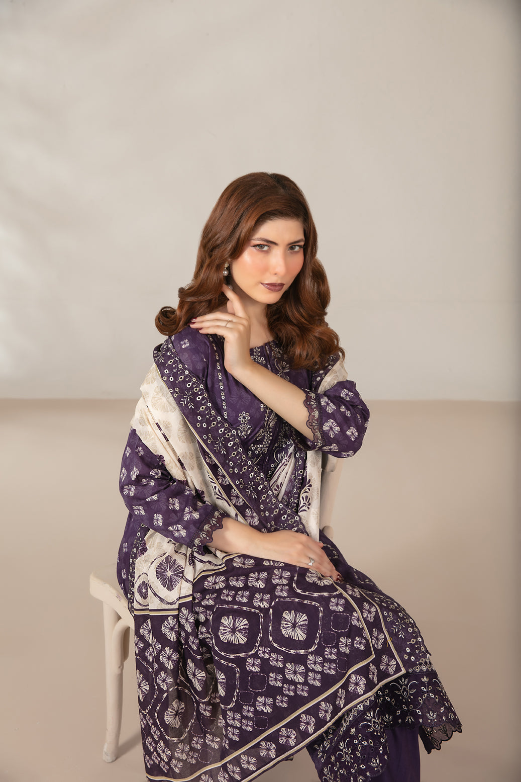 Mamora 3Pcs Unstitched Emb  Printed Lawn [D-3757]
