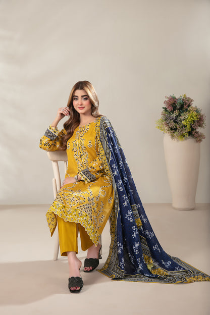 Mamora 3Pcs Unstitched Emb Printed Lawn [D-3753]
