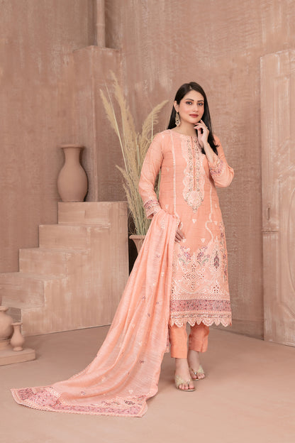 SAFAQ 3pcs Un-Stitched Emb Munar Khadi [D-5049]
