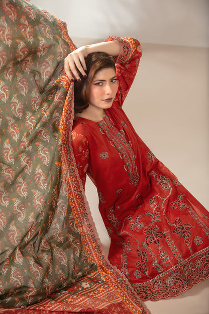 Mamora 3Pcs Unstitched Emb Printed Lawn [D-3751]