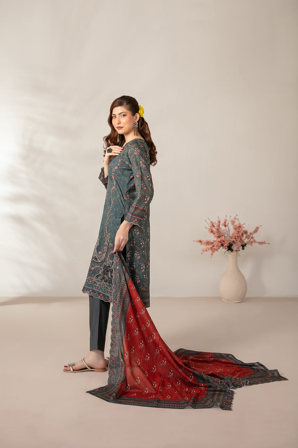 Mamora 3Pcs Unstitched Emb Printed Lawn [D-3750]