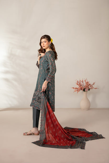 Mamora 3Pcs Unstitched Emb Printed Lawn [D-3750]