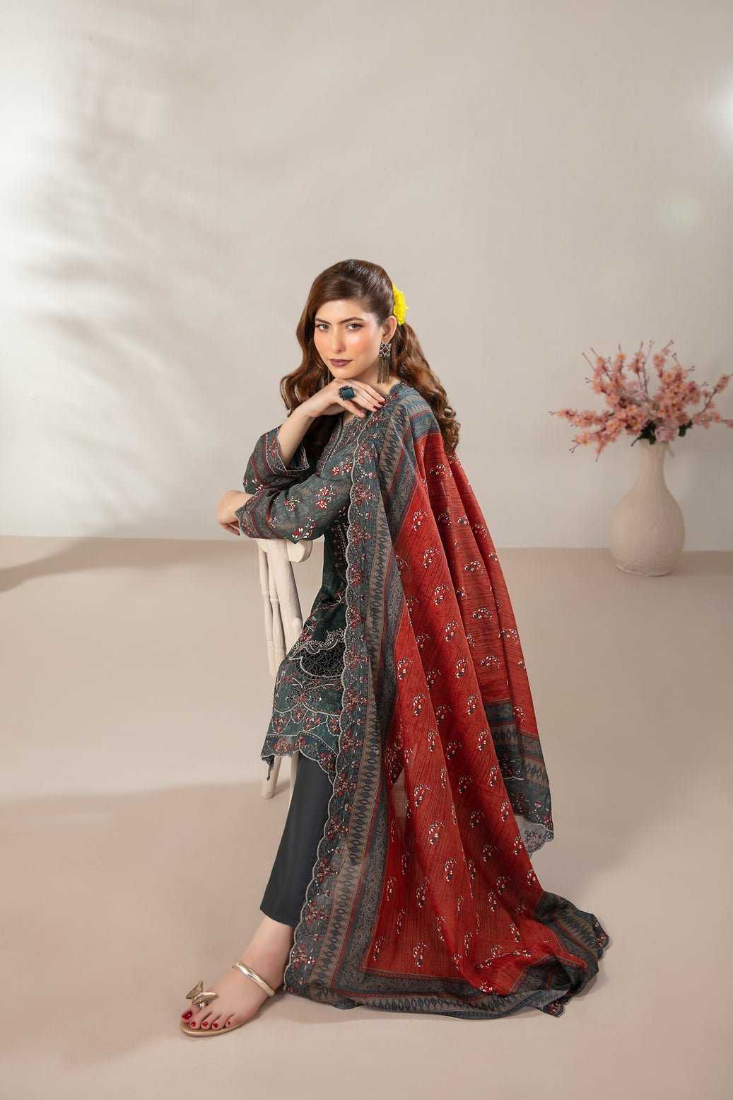 Mamora 3Pcs Unstitched Emb Printed Lawn [D-3750]