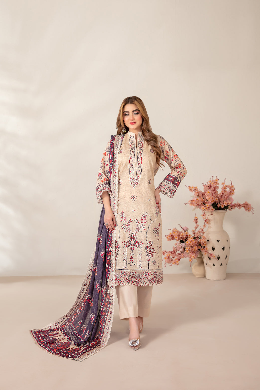 Mamora 3Pcs Unstitched Emb Printed Lawn [D-3752]