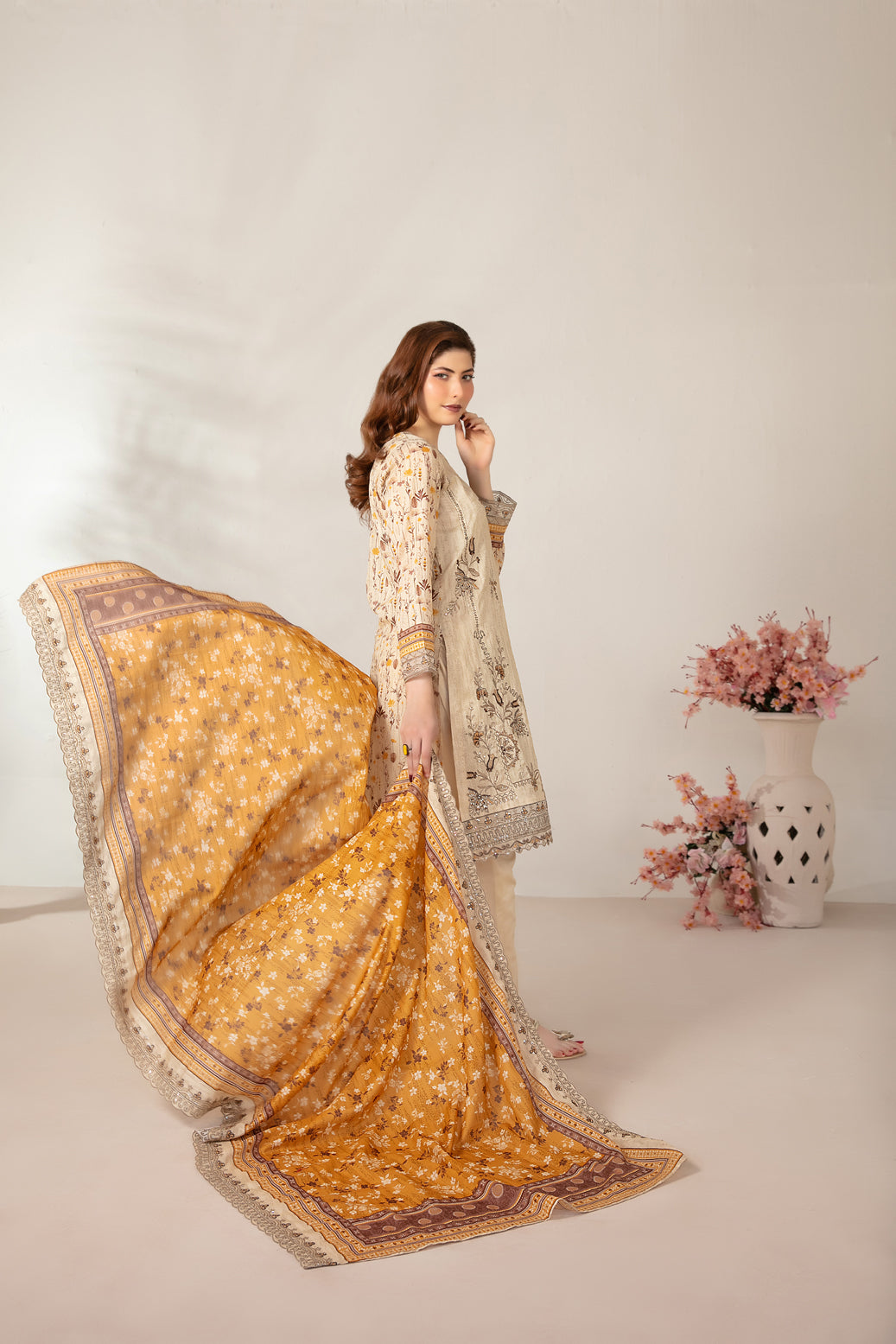 Mamora 3Pcs Unstitched Emb Printed Lawn [D-3755]