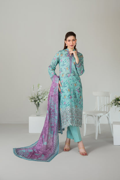 SILOHA 3pcs Un-Stitched Emb Printed Lawn [D-4165]