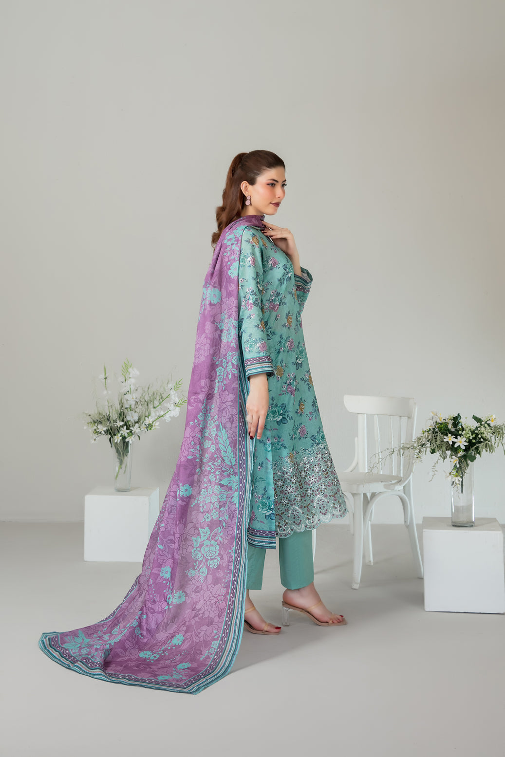 SILOHA 3pcs Un-Stitched Emb Printed Lawn [D-4165]
