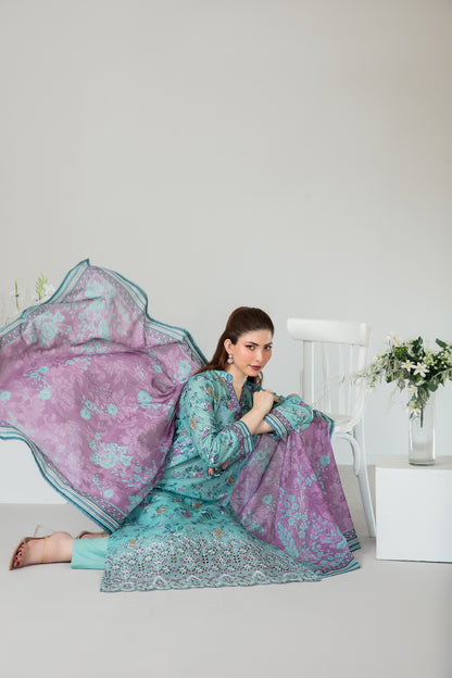 SILOHA 3pcs Un-Stitched Emb Printed Lawn [D-4165]